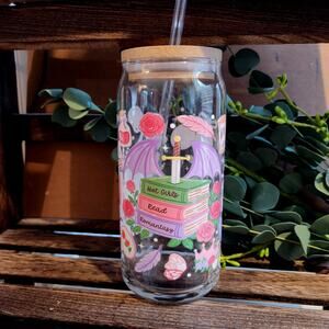 Romantasy Reader Dragon Wing Bookish Can Glass 20 Oz Bamboo Lid Fantasy Vibe